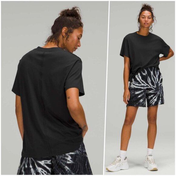 Lululemon Pima Cotton Relaxed Casual Short Sleeve T-Shirt Black 10 NWOT - Picture 1 of 10